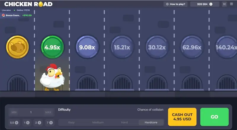 Interfaccia di Chicken Road